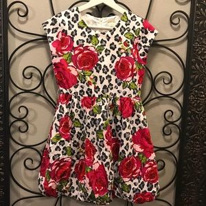 Floral and leopard print dress